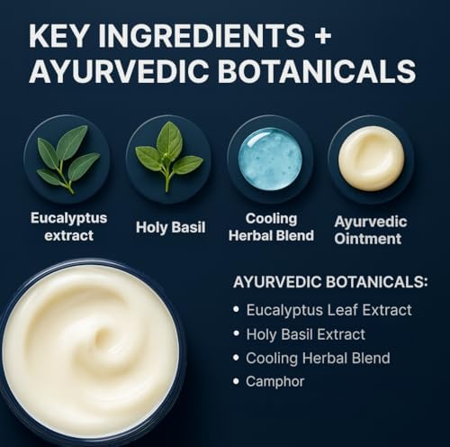 CANNABIOLOGY Ayurvedic Ointment 1.7 Ounce container showing texture and botanical cooling formula details.