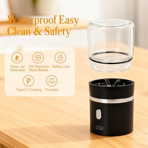 Rechargeable tablet grinder with green indicator light activated by one touch button