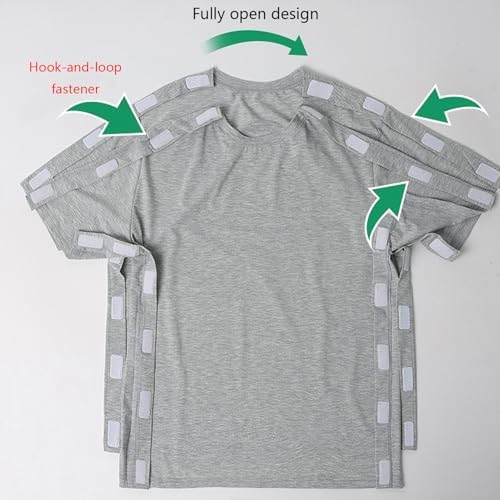 Purple short sleeve adaptive shirt for rotator cuff and arm fracture recovery