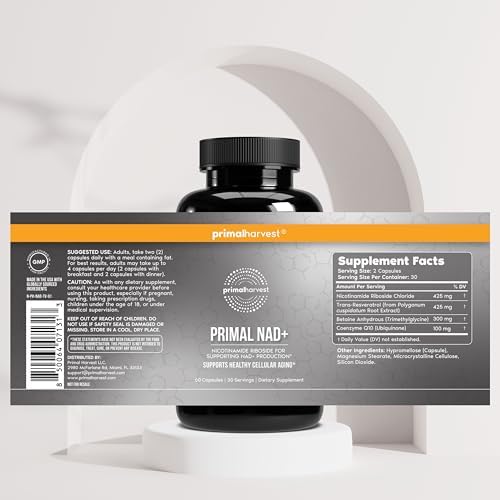 Primal Harvest NAD Plus Supplement packaging and seal