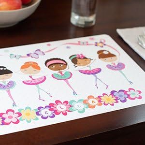 Close up look of the durable BPA free food safe material on the imported butterfly themed kids mat