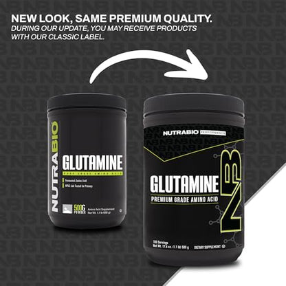 NutraBio Pure L-Glutamine jar nutritional facts