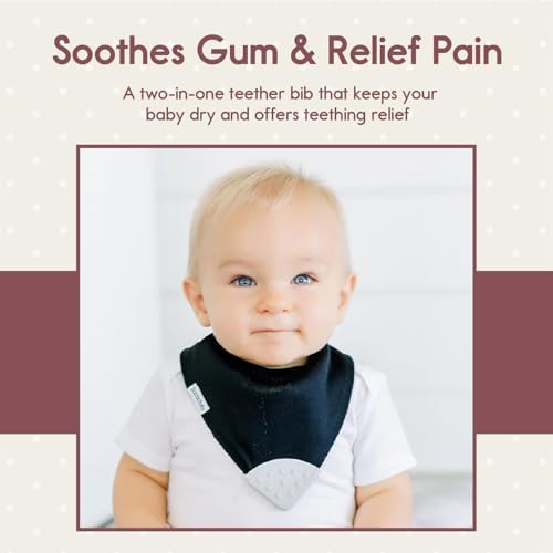 Side view highlighting the unique scooped neck design of the Bazzle Baby infant drool bib