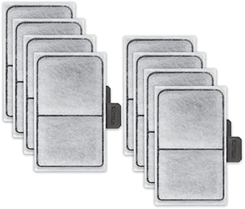 HiTauing aquarium filter replacements displaying the precise dimensions for desktop fish tanks.