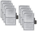 HiTauing aquarium filter replacements displaying the precise dimensions for desktop fish tanks.
