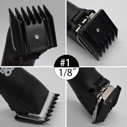 AIRERA heavy duty animal clipper guard attachments laid out chronologically by cutting size.