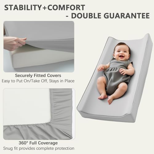 Portable Navari gray changing mat folded for travel and nursery storage