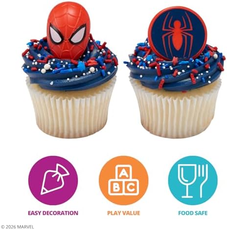Spider-Man food-safe plastic rings for desserts