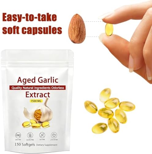 BDQBDQ Kymezol Elare 7500 Milligrams odorless garlic supplement capsule close up view.