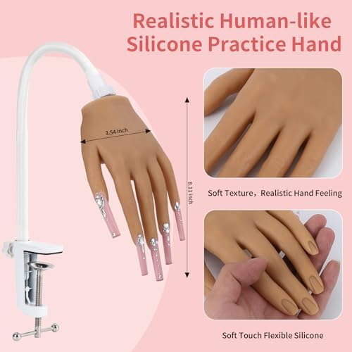 Flexible silicone hand mannequin for professional nail art training