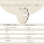Mayfair biscuit colored molded wood elongated toilet seat magnetic attachment feature