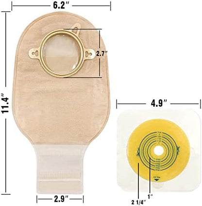 Two piece stoma care system showcasing the secure snap closure mechanism