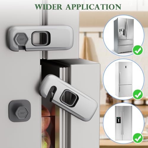 Close up view of child proof cabinet lock adhesive backing