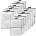 Pryitier sixteen pack replacement aquarium filter cartridges displaying nutshell activated carbon layer for odor removal