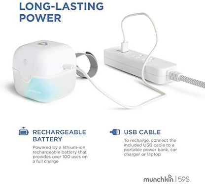 Munchkin UV sanitizer device showing LED light sterilization process