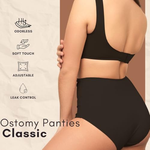 SIIL black ostomy panties showing the internal pocket for bag placement