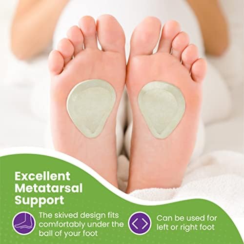 Adhesive backing on MARS Wellness metatarsal cookies for secure shoe placement.