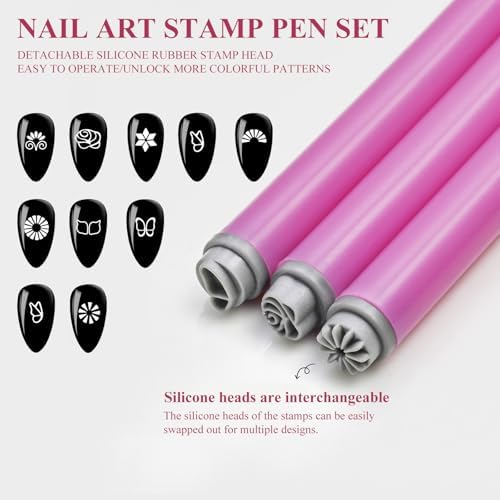 Close up of Wokoto silicone nail art stamp pen heads