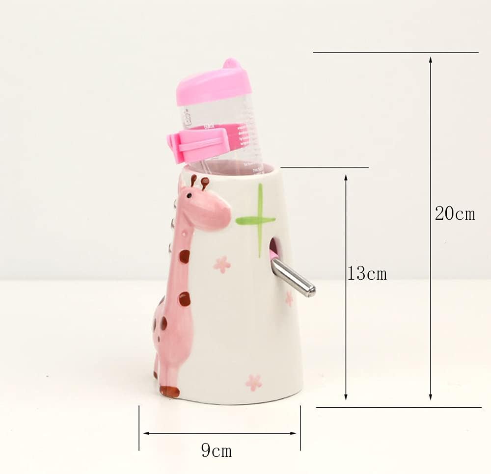 Hamster Water Bottle Small Animal Standing Water Dispenser Ceramic Base Cage Hanging Water Feeding Bottles Auto Dispenser for Hamster Guinea Pig Squirrel Rabbit Hedgehog (Pink) - Image 5