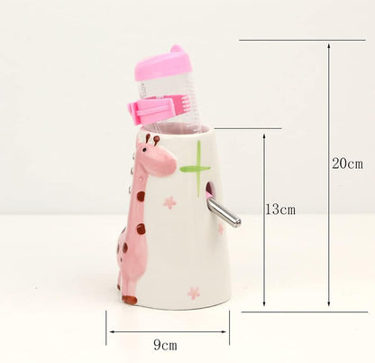 Hamster Water Bottle Small Animal Standing Water Dispenser Ceramic Base Cage Hanging Water Feeding Bottles Auto Dispenser for Hamster Guinea Pig Squirrel Rabbit Hedgehog (Pink) - Image 5