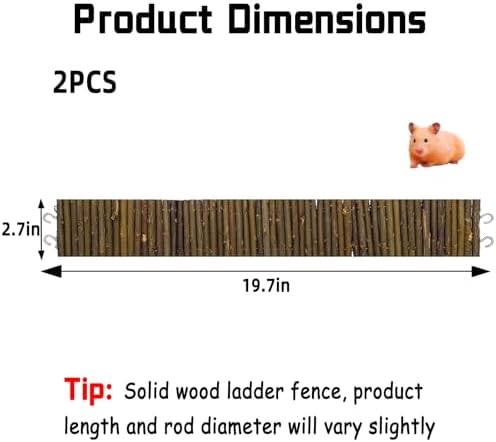 2-Pack Rat Bendy Long Suspension Bridges 19.7 x 2.7 Inch Hamster Climbing Ladder Flexible Wooden Bridge for Dwarf Hamster Sugar Glider Rodents Mouse - Image 3