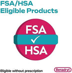 Benadryl antihistamine spray being applied to an insect bite for fast relief.