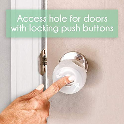 Baby safety door knob covers removed for easy transport