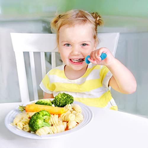 Ergonomic toddler sized handles on the authentic imported PandaEar silicone feeding silverware set
