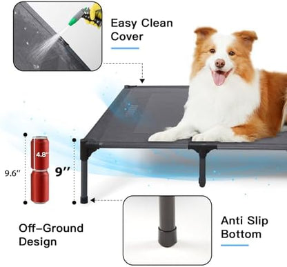 suddus Elevated Dog Bed for Large Dogs 120lb, Breathable Cooling Raised Dog Cot with Dual Support Bars & Metal Frame, No-Slip Feet, Waterproof Pet Bed for Indoor/Outdoor, X-Large, 48 * 36 * 9in, Grey - Image 5