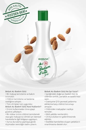 Bebak bitter almond make-up remover milk texture showcase