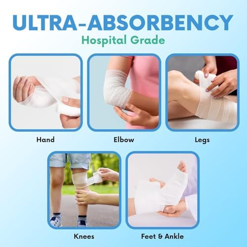 Demonstration of the low lint latex free material of Healqu premium gauze rolls providing slight compression on a limb.