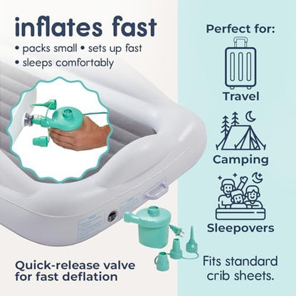 Hiccapop inflatable travel bed with extra tall side rails