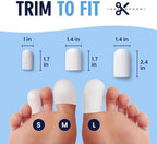 Washable and reusable white toe caps for ingrown toenail protection.