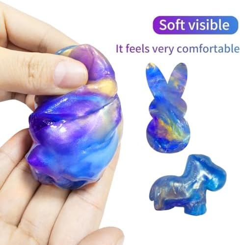 Close up view of the non sticky swirled galaxy slime texture from the egg set