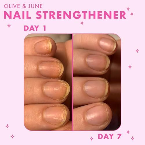 Olive and June cruelty free nail hardener applied on clean natural nails