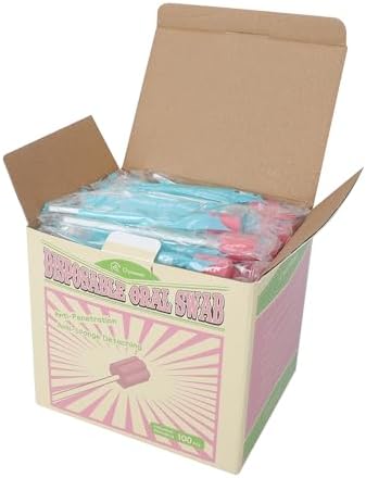 Individually wrapped disposable mouth swabs for elderly hygiene and dental care.