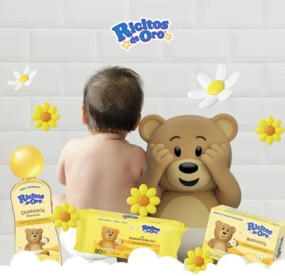 Grisi Ricitos de Oro soothing chamomile extract baby wipes back panel details.