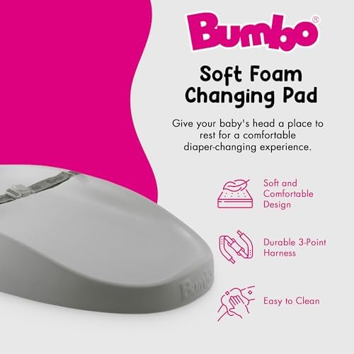 Bumbo contoured diaper station showing safety harness