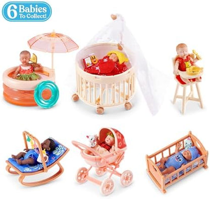 ZURU MY MINI Baby Disney unboxed miniature silicone doll with Moana stroller accessory.