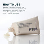 Prequel 1.7 ounce foot ointment squeeze tube close up