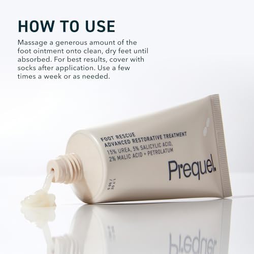 Prequel 1.7 ounce foot ointment squeeze tube close up