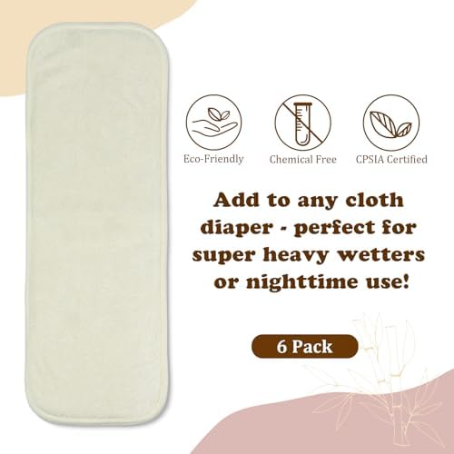 Pack of six Mama Koala reusable cotton hemp diaper inserts
