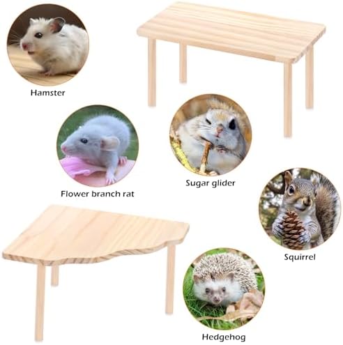 2-Piece Set Hamster Play Wooden Platform for Dwarf Syrian Hamsters Gerbils Mice Degus or Other Small Pets - Image 5
