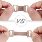 Rust resistant metal hooks on elastic bandage fasteners.