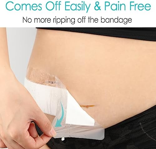 Hola Health four by eight inches abdominal bandage applied safely on a surgical incision mockup