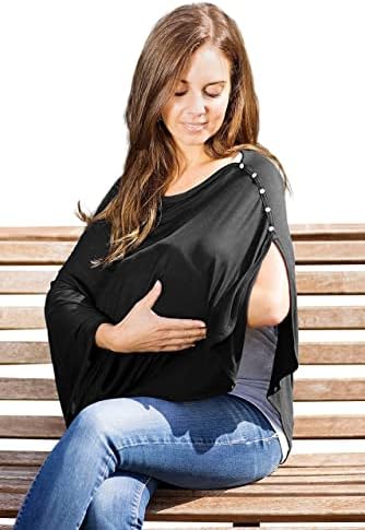 Byrd and Blume breastfeeding poncho draped on model