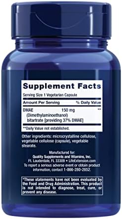 Life Extension brain health supplement bottle details highlighting memory and learning benefit callouts.
