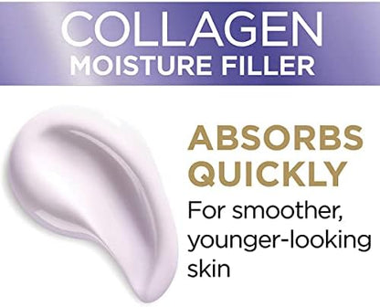 Back label view of L'Oreal Paris collagen filler cream showing safe application instructions
