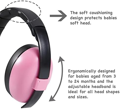 Toddler wearing pink PandaEar noise cancelling earmuffs
