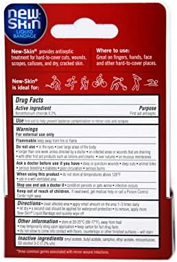 New-Skin 1 ounce liquid bandage box showing active ingredient details